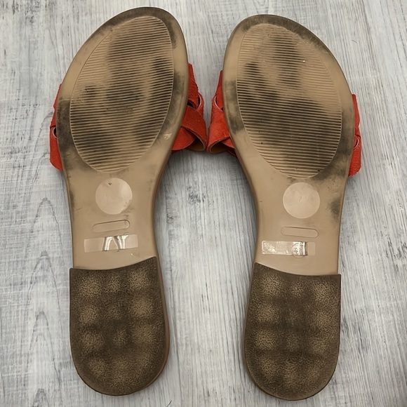 Mila Paoli Sandals Slip On Suede Braided Straps Orange Size 9 - Picture 3 of 5